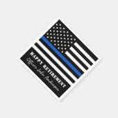 薄型ブルーラインフラッグ警察の退職パーティー スタンダードカクテルナプキン (角)