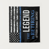 薄型ブルーラインフラッグ警察の退職パーティー タペストリー (正面)