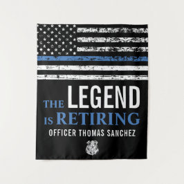 薄型ブルーラインフラッグ警察の退職パーティー タペストリー