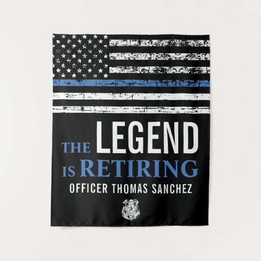 薄型ブルーラインフラッグ警察の退職パーティー タペストリー (正面)