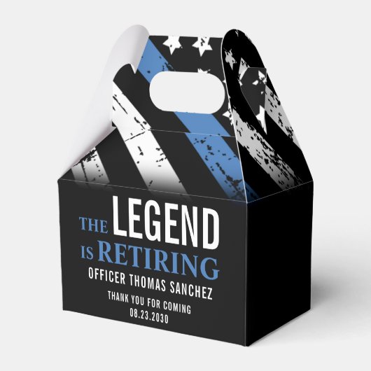 薄型ブルーラインフラッグ警察の退職パーティー フェイバーボックス (正面サイド)