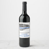 薄型ブルーラインフラッグ警察の退職パーティー ワインラベル (正面)