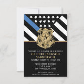 薄型ブルーラインフラッグ警察の退職パーティー 招待状 (正面)