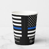 薄型ブルーラインフラッグ警察の退職パーティー 紙コップ (右)