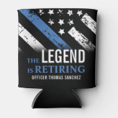 薄型ブルーラインフラッグ警察の退職パーティー 缶クーラー (正面)