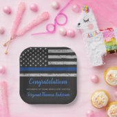 薄型ブルーライン旗警察官退職 ペーパープレート (パーティー)