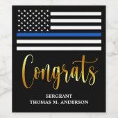 薄型ブルーライン警察の退職おめでとう ワインラベル (シングルラベル)