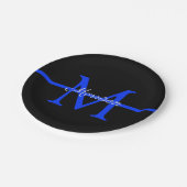 薄型ブルーライン警察の退職パーティーモノグラム ペーパープレート (アングル)