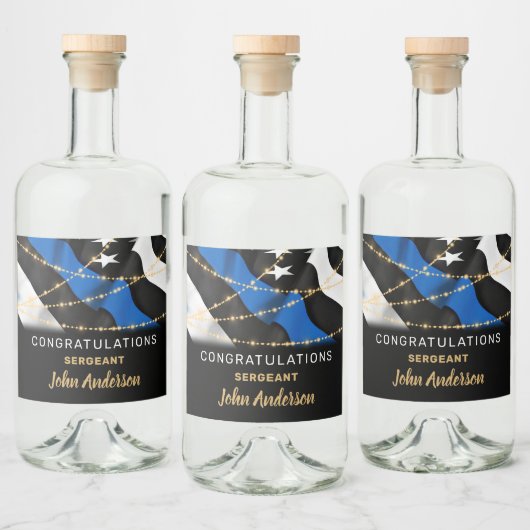 薄型ブルーライン警察の退職パーティー リキュールボトルラベル (ボトル)