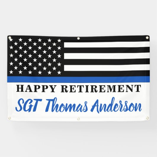 薄型ブルーライン警察ハッピーリタイアメントパーティー 横断幕 (横)