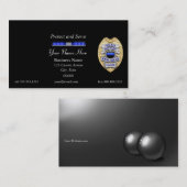 薄型ブルーライン警察バッジとライトバー 名刺 (正面/裏面)