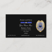 薄型ブルーライン警察バッジとライトバー 名刺 (正面)