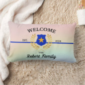 薄型ブルーライン警察バッジウェルカム装飾用クッション ランバークッション (ブランケット)