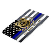 薄型ブルーライン警察バッジパーソナライズされた マグネット (左側)