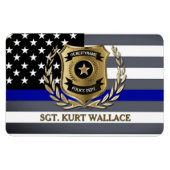 薄型ブルーライン警察バッジパーソナライズされた マグネット (横)