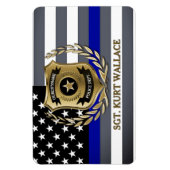 薄型ブルーライン警察バッジパーソナライズされた マグネット (縦)