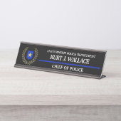 薄型ブルーライン警察バッジ デスクネームプレート (正面)