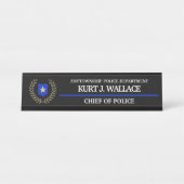 薄型ブルーライン警察バッジ デスクネームプレート (正面)