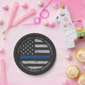 薄型ブルーライン退職警察おめでとう ペーパープレート (パーティー)