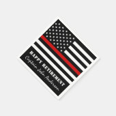 薄型レッドライン消防パーソナライズされた戦闘機の退職 スタンダードカクテルナプキン (角)