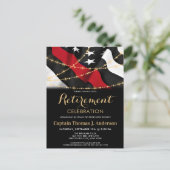 薄型レッドライン消防士の消防士の引退 インビテーションポストカード (スタンド正面)