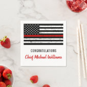 薄型レッドライン消防士の消防士の引退 スタンダードカクテルナプキン (インサイチュ)