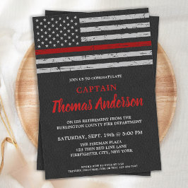 薄型レッドライン消防士の消防士の引退 招待状