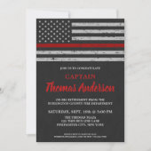 薄型レッドライン消防士の消防士の引退 招待状 (正面)