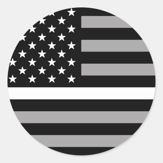 薄型白線アメリカ国旗 ラウンドシール (正面)