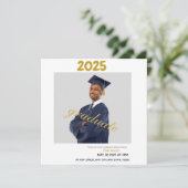 薄型磁モダン気金ゴールド卒業招待状 招待状 (スタンド正面)