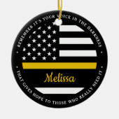 薄型金ゴールドライン911ディスパッチャクリスマス セラミックオーナメント (正面)