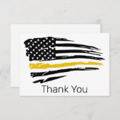 薄型金ゴールド回線警察緊急事態911ディスパッチャ サンキューカード (正面/裏面)