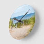 薄型、海、フェンス ラウンド壁時計 (傾斜)