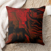 薄彫りとサテンの濃い赤のモザイク クッション (ブランケット)