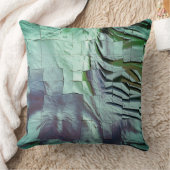 薄彫りとサテンの灰色がかったミントモザイク クッション (ブランケット)