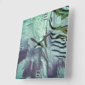 薄彫りとサテンの灰色がかったミントモザイク スクエア壁時計 (傾斜)