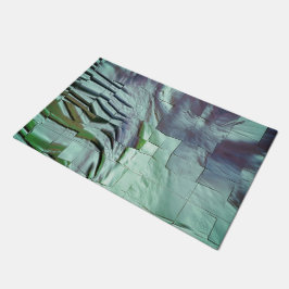 薄彫りとサテンの灰色がかったミントモザイク ドアマット