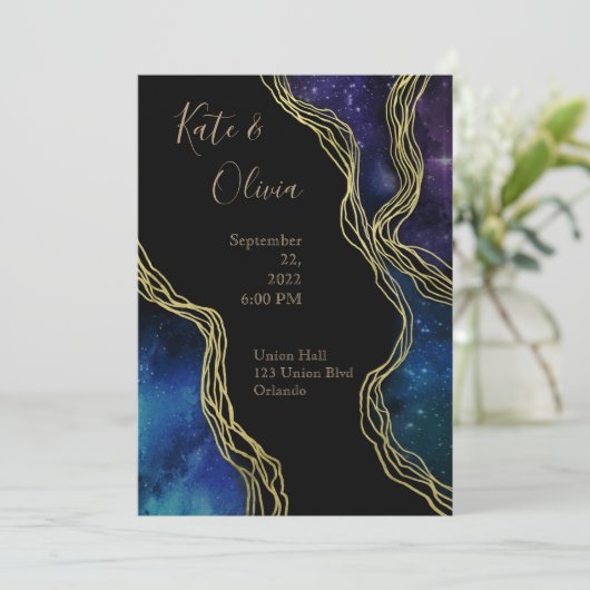 薄明るい月のフェイズダークとムーディ結婚ーのインビタ 招待状 (スタンド正面)