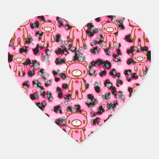 薄暗いクマのステッカー ハートシール (正面)