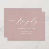 薄暗いピンクと白のエレガントな結婚式の返信 (正面/裏面)