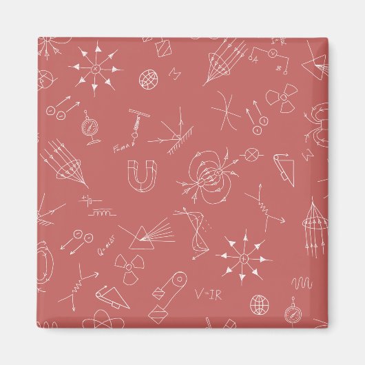 薄暗いピンクの物理図 マグネット (正面)