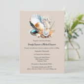 薄暗いピンクの白いシーホースのシーシェルサンゴビーチ 招待状 (スタンド正面)