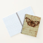 薄暗い動揺してセピア蝶のメモ帳の番号 ノートブック (内部)