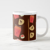 薄暗い合計デラックスおもしろい食品パターン時間 ジャンボコーヒーマグカップ (右)