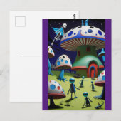 薄暗い夕べオーバーマッシュルームタウンファンタジー ポストカード (正面/裏面)