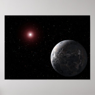 薄暗い星の周りを回る氷の多い惑星 ポスター