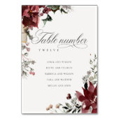 薄暗い暖かい冬のフェスティバル結婚の葉の名前 テーブルナンバー (正面)