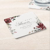 薄暗い暖かい冬のフェスティバル葉ベビーシャワー スクエアペーパーコースター (アングル)