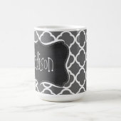 薄暗い灰色のクローバー; 黒板の一見 コーヒーマグカップ (中央)