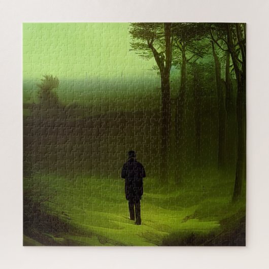 薄暗い緑の森絵画の ジグソーパズル (縦)